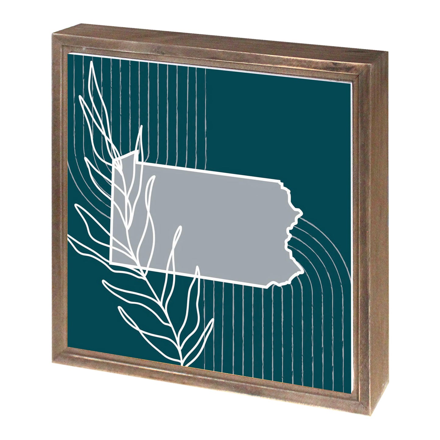 Modern Minimalist Pennsylvania Shape With Leaf | Wood Sign | Eaches | Min 1