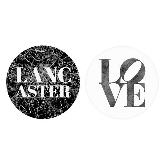 Minimalistic B&W Pennsylvania Lancaster Map Love| Absorbent Car Coasters | Set of 2 | Min 4