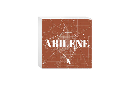 Modern Minimalist Texas Abilene Map | Wood Block | Eaches | Min 4