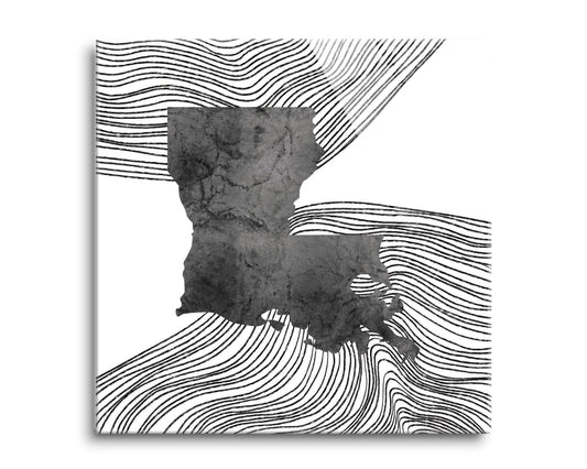 Modern Louisiana State Shape With Fluid Lines | Hi-Def Glass Art | Eaches | Min 2