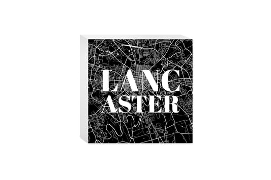 Minimalistic B&W Pennsylvania Lancaster Map | Wood Block | Eaches | Min 4