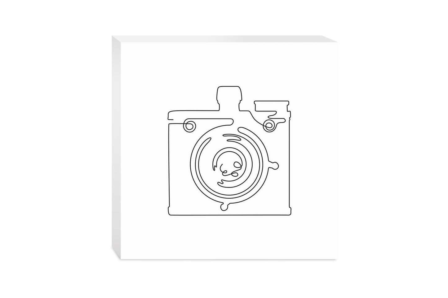 Vintage Camera Line Drawing On White | Wood Block | Eaches | Min 2
