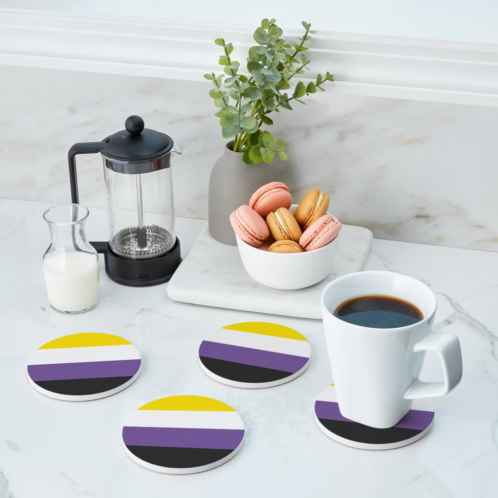 Nonbinary Pride Flag Colors | Absorbent Coasters | Set of 4 | Min 2