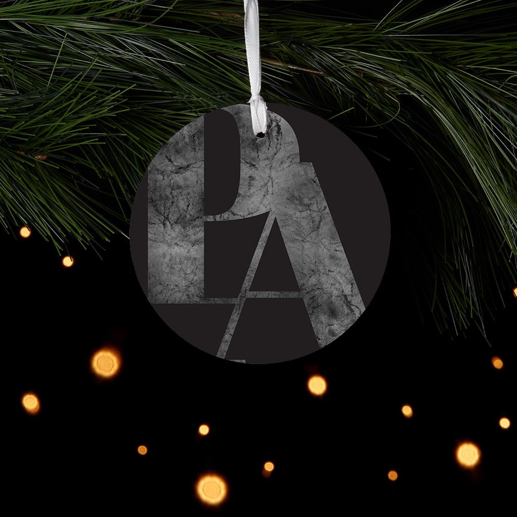 Minimalistic B&W Pennsylvania Black Initials | Wood Ornament | Eaches | Min 6