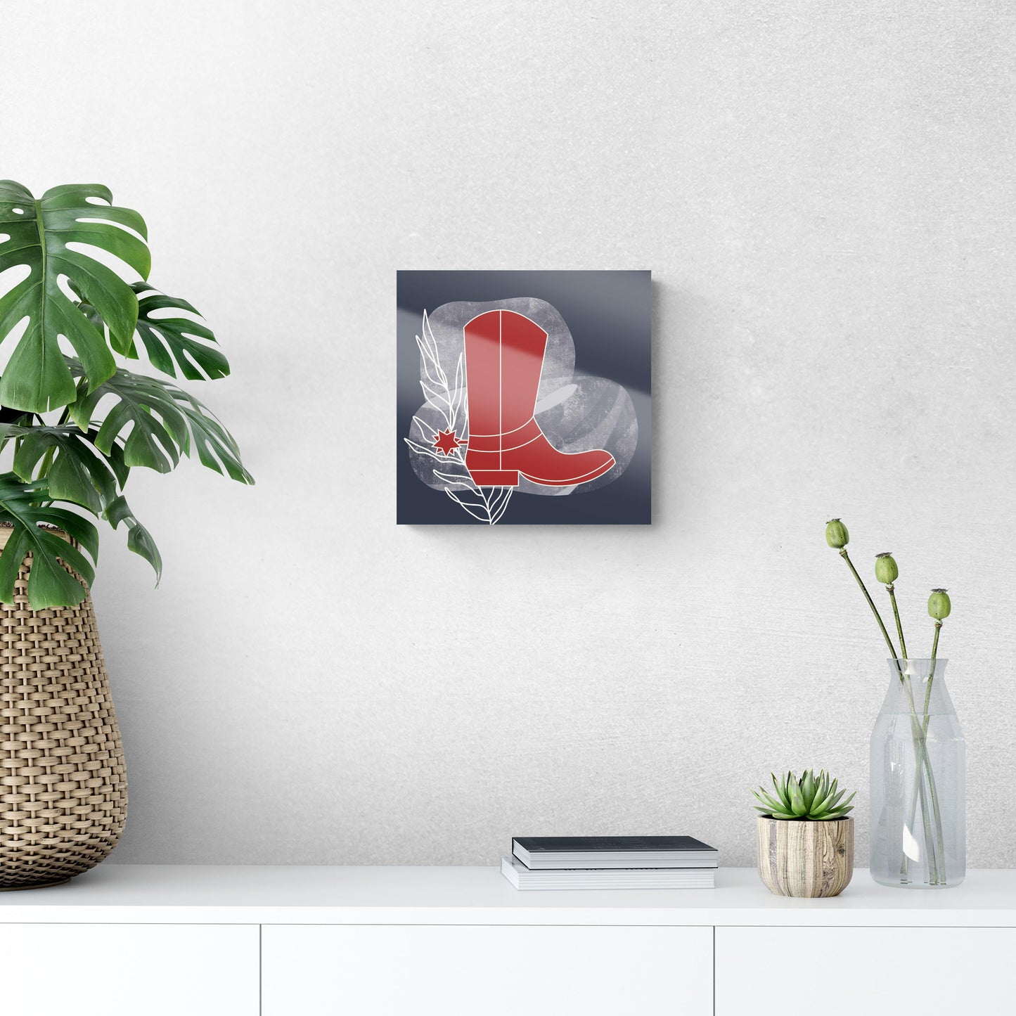 Modern Minimalist Texas Colors Boot | Hi-Def Glass Art | Eaches | Min 1