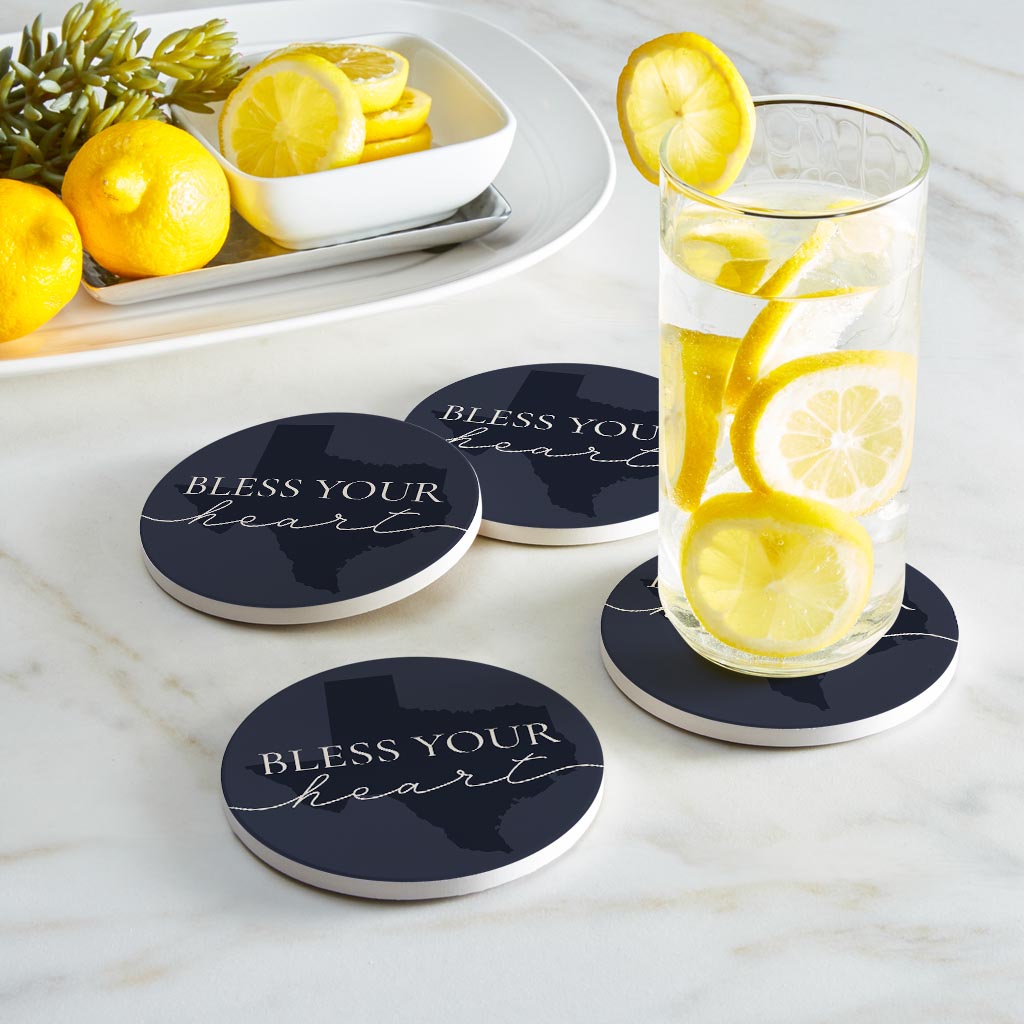 Modern Minimalist Texas Bless Your Heart | Absorbent Coasters | Set of 4 | Min 2