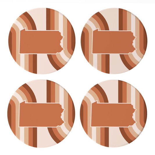 Modern Minimalist Pennsylvania State | Absorbent Coasters | Set of 4 | Min 2