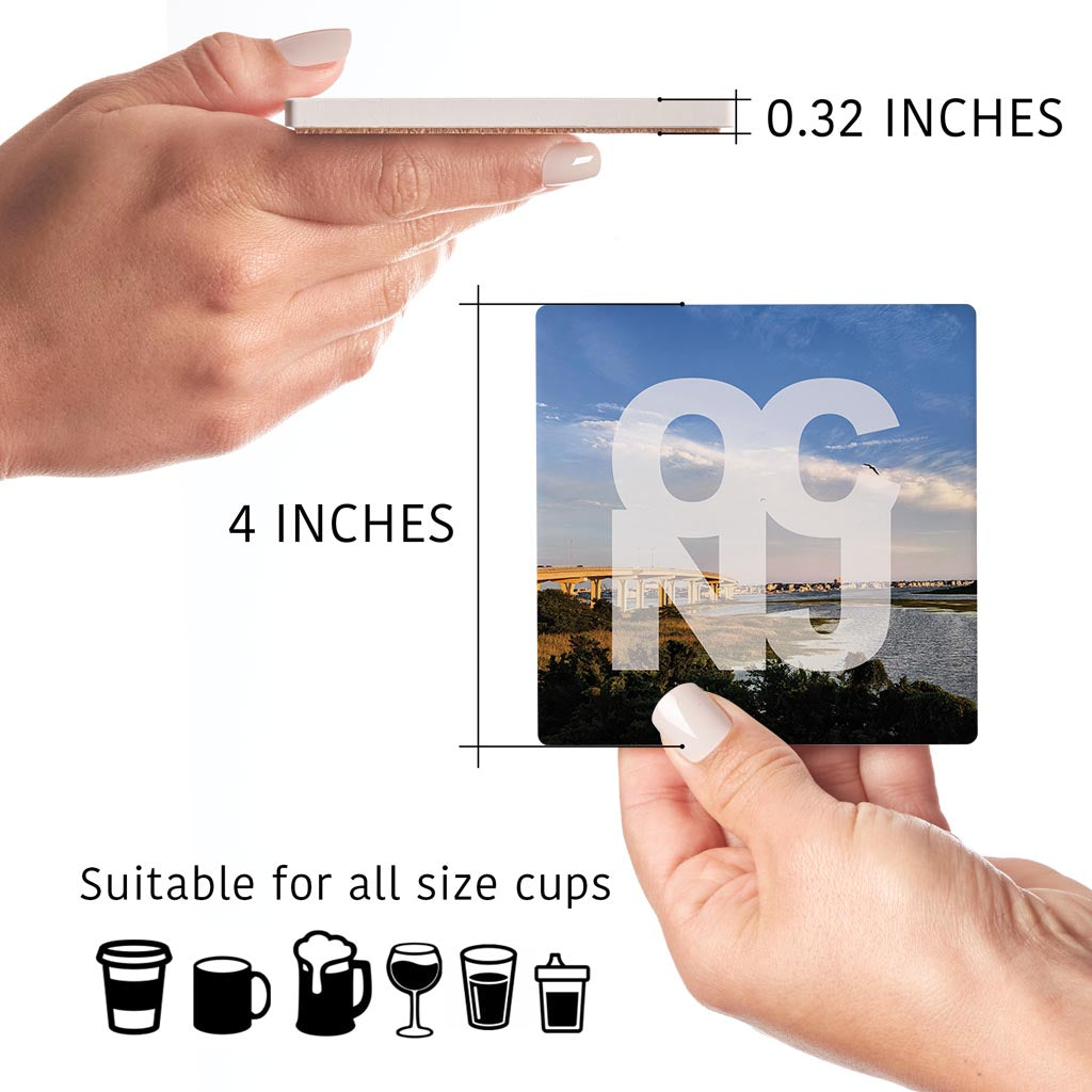 OCNJ Photo With Text | Absorbent Coasters | Set of 4 | Min 2