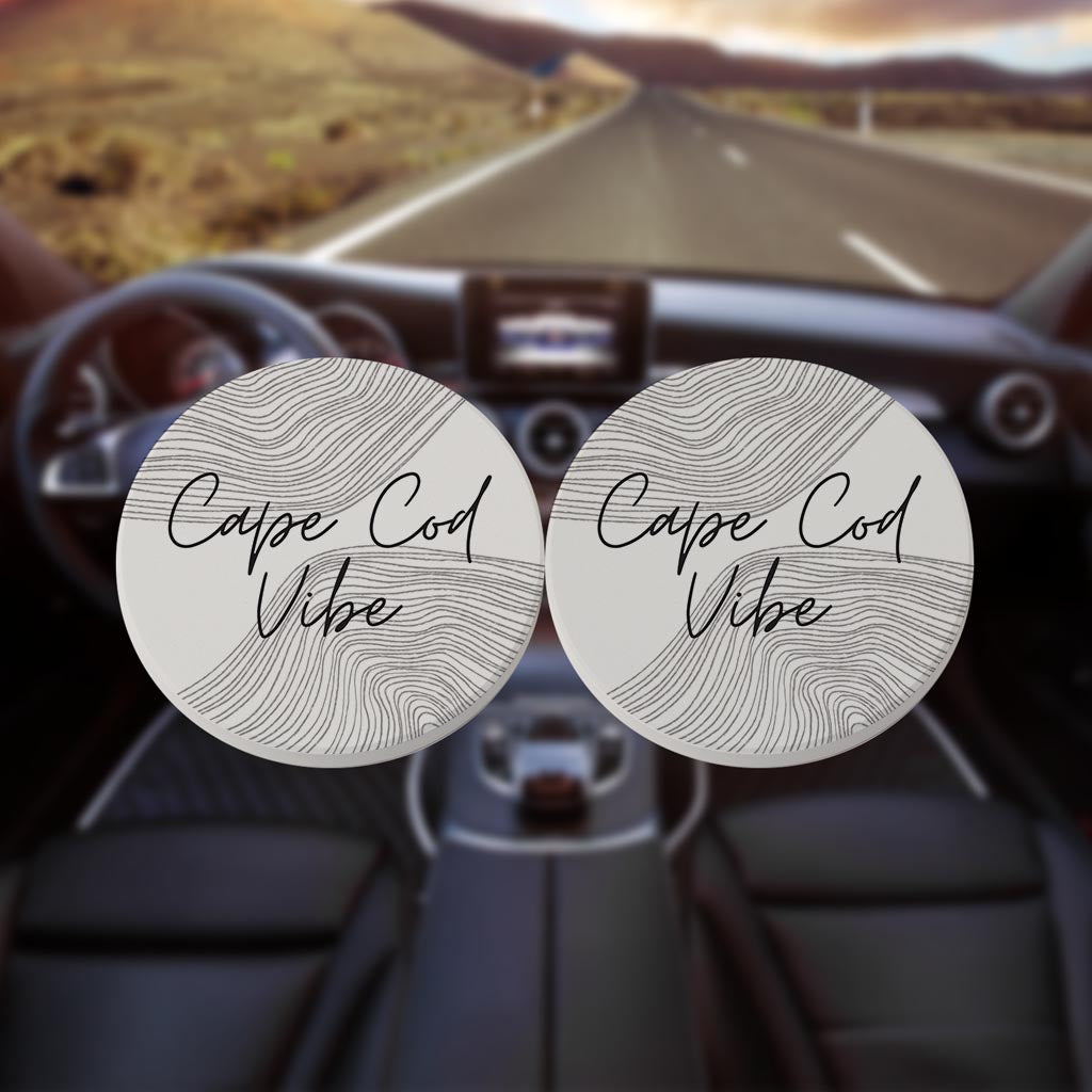 Minimalistic B&W Cape Cod Vibe | Absorbent Car Coasters | Set of 2 | Min 4