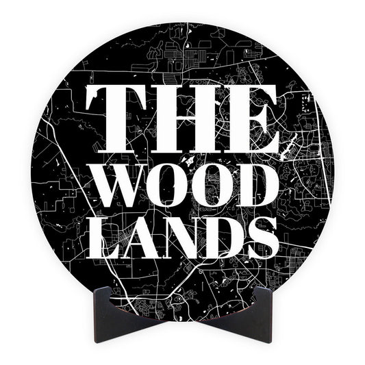 Minimalistic B&W Texas The Woodlands Map | Wood Sign | Eaches | Min 1