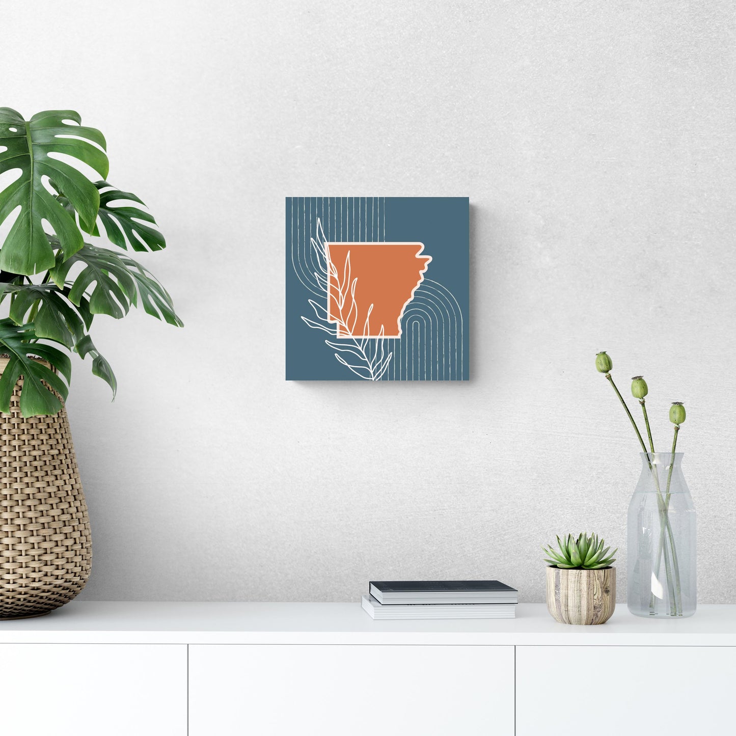 Modern Minimalist Arkansas State Shape With Leaf | Wood Sign | Eaches | Min 2