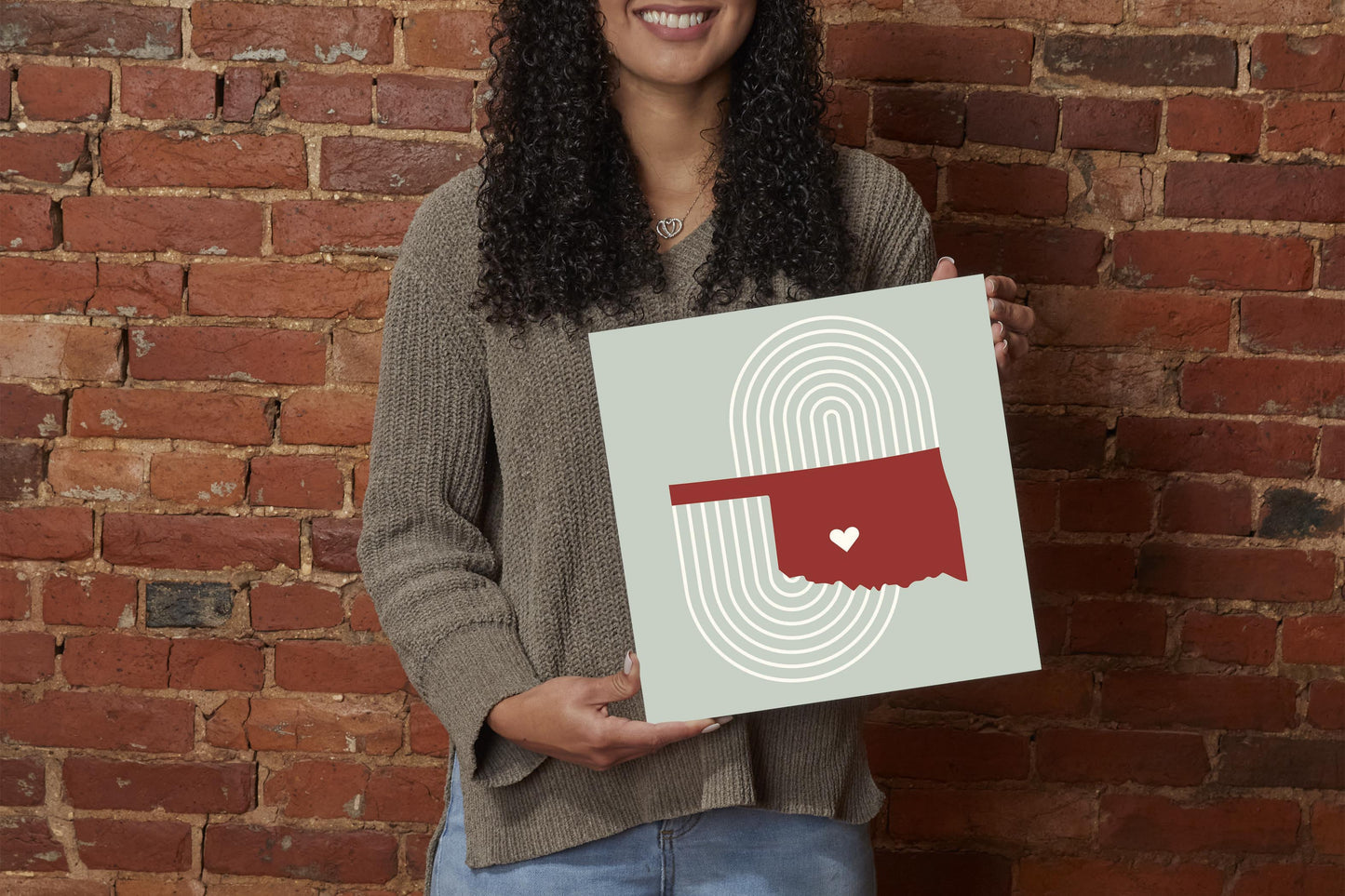 Modern Minimalist Oklahoma Chickasha Heart | Wood Sign | Eaches | Min 2