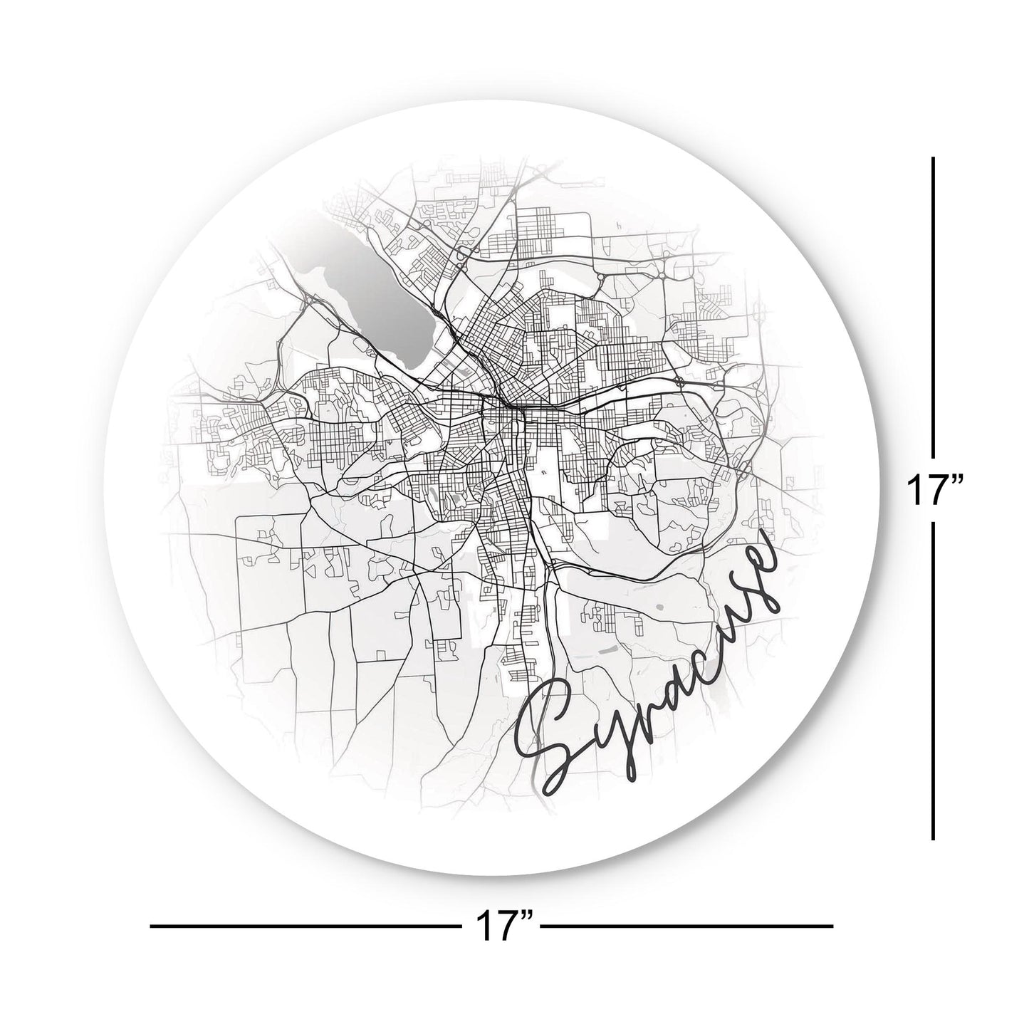 Minimalistic B&W New York Syracuse Faded Circle Map | Wood Sign | Eaches | Min 1