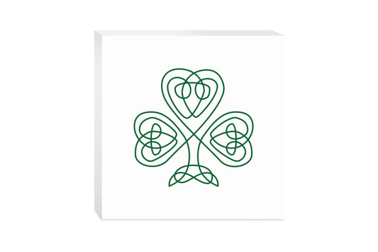 White Green Shamrock | Wood Block | Eaches | Min 2