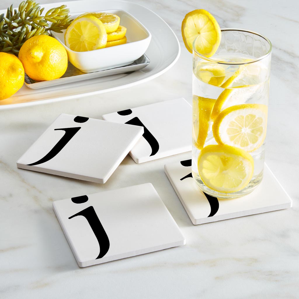 Minimal Monogram J | Absorbent Coasters | Set of 4 | Min 2