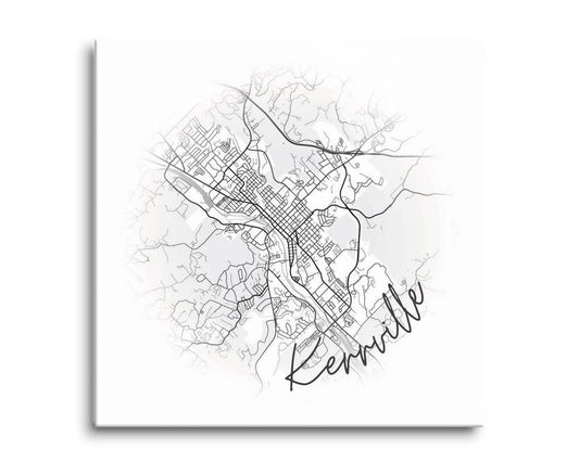 Minimalistic B&W Texas Kerrville Circle Map | Hi-Def Glass Art | Eaches | Min 2