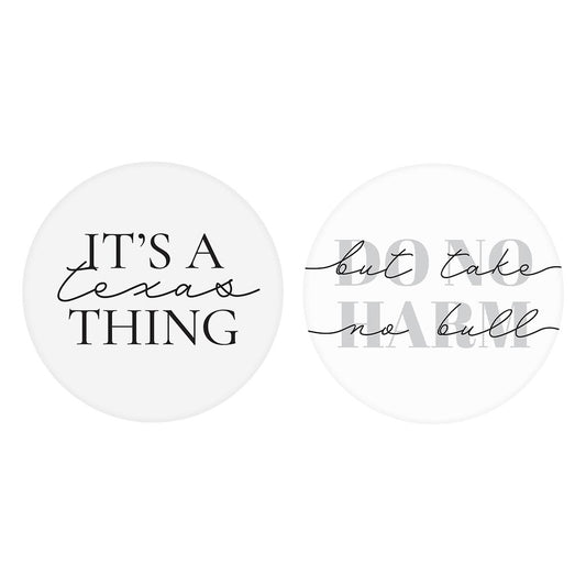 Modern Black White Texas Set | Absorbent Car Coasters | Set of 2 | Min 4