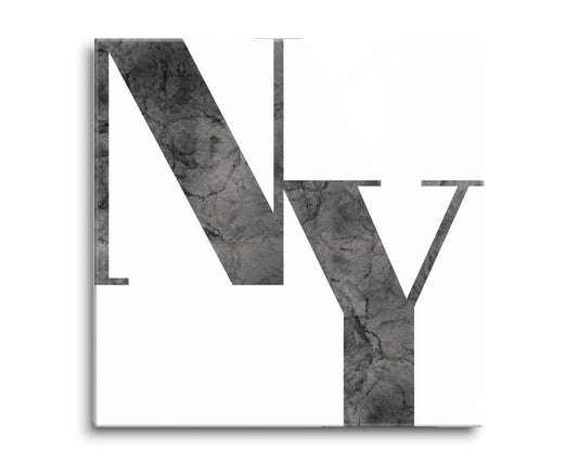 Minimalistic B&W New York White Initials | Hi-Def Glass Art | Eaches | Min 2