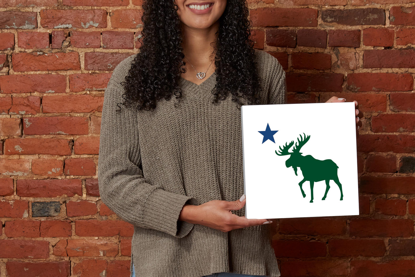 New England Star And Moose | Wood Block | Eaches | Min 2