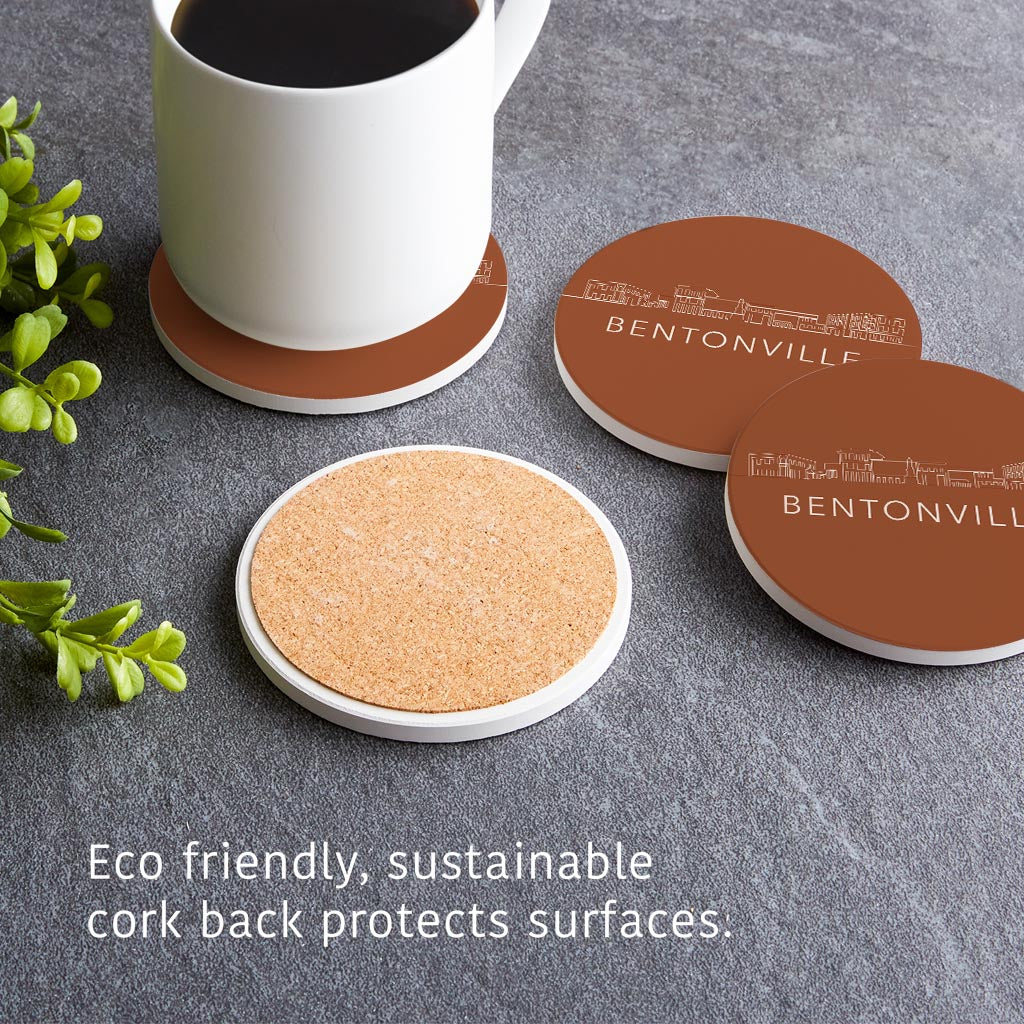 Modern Minimalist Arkansas Bentonville Skyline | Absorbent Coasters | Set of 4 | Min 2