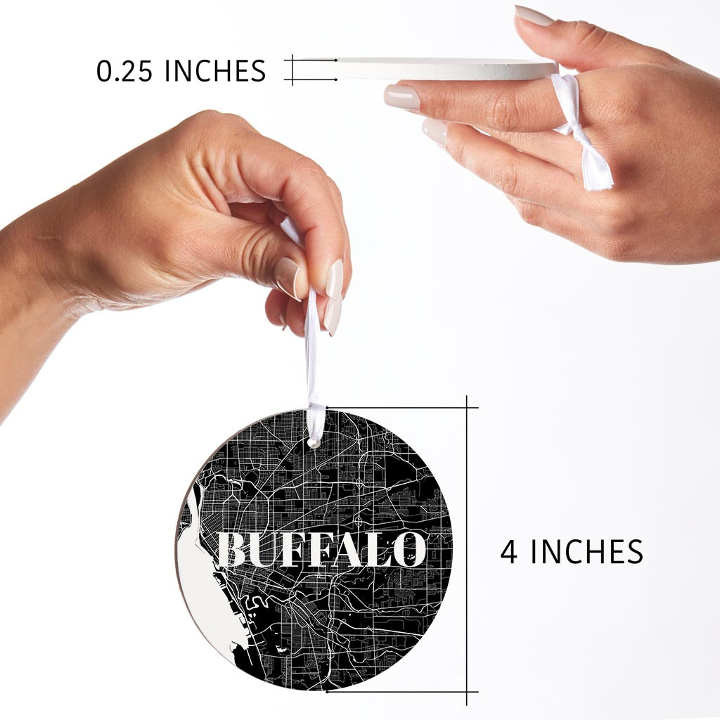 Minimalistic B&W New York Buffalo Map | Wood Ornament | Eaches | Min 6