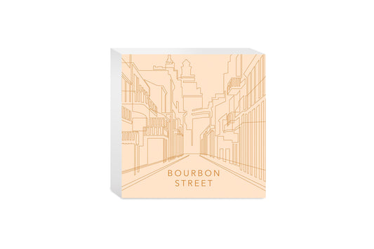 Modern Minimalist Louisiana Bourbon Street Line Drawing | Wood Block | Eaches | Min 4