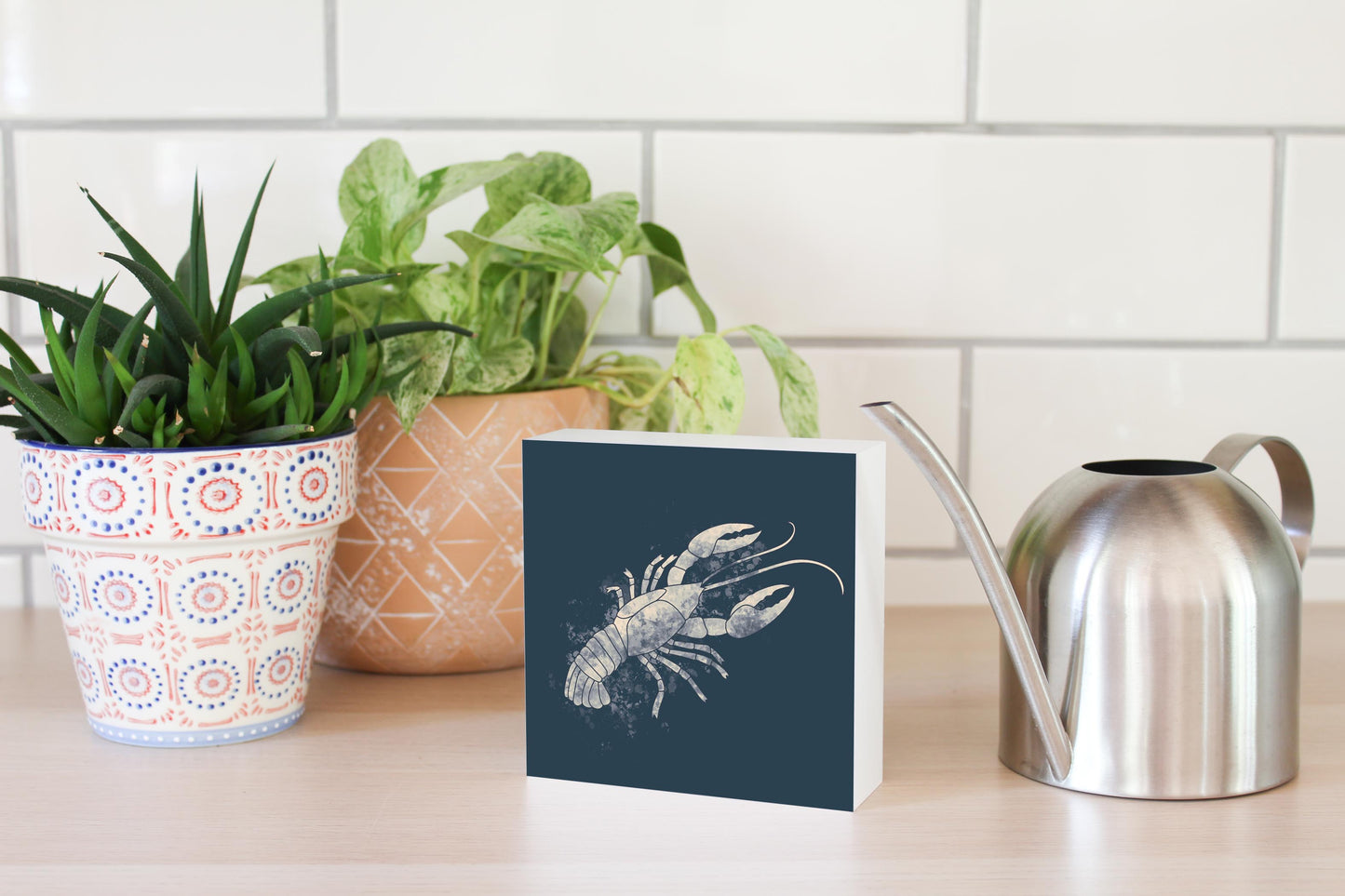 Louisiana Colorful Water Color Crawfish | Wood Block | Eaches | Min 4