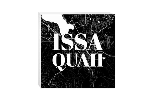 Minimalistic B&W Washington Issaquah Map | Wood Block | Eaches | Min 2