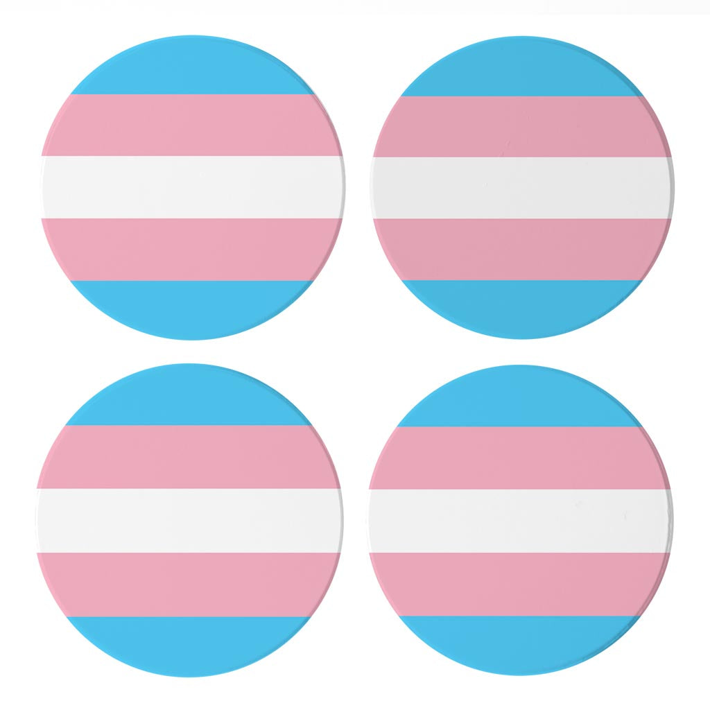 Transgender Pride Flag Colors | Absorbent Coasters | Set of 4 | Min 2