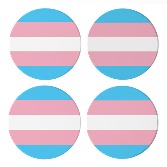 Transgender Pride Flag Colors | Absorbent Coasters | Set of 4 | Min 2