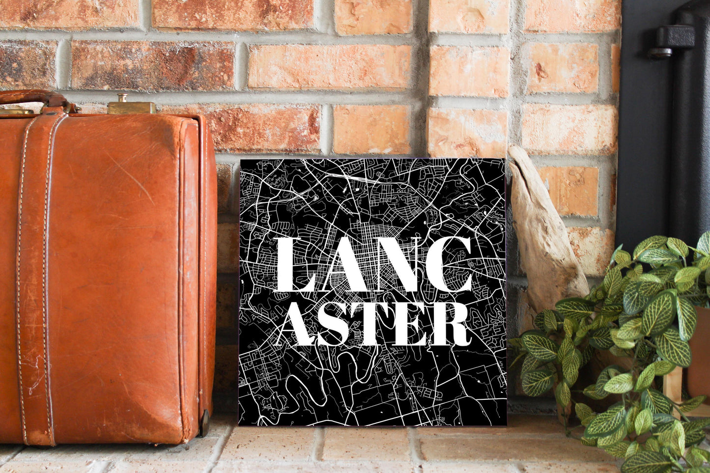Minimalistic B&W Pennsylvania Lancaster Map | Wood Sign | Eaches | Min 2