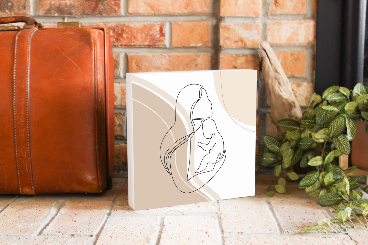 Modern Minimalist Mothers Day Mom Baby | Wood Block | Eaches | Min 2