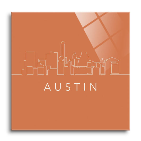 Modern Minimalist Texas Austin Skyline | Hi-Def Glass Art | Eaches | Min 1