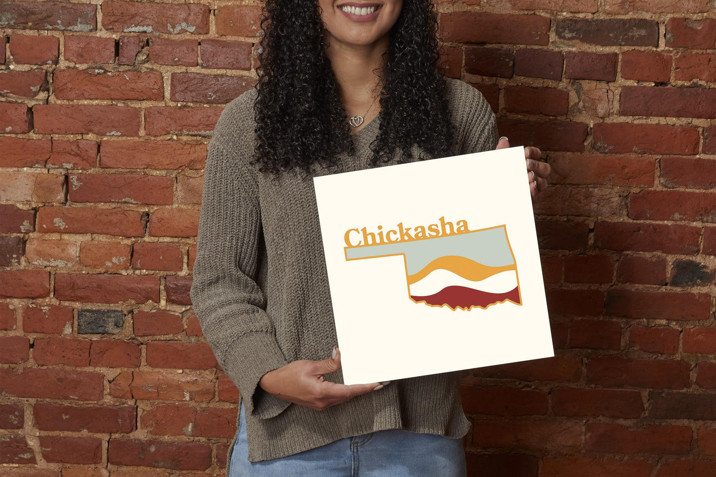 Modern Minimalist Oklahoma State Chickasha | Wood Sign | Eaches | Min 2