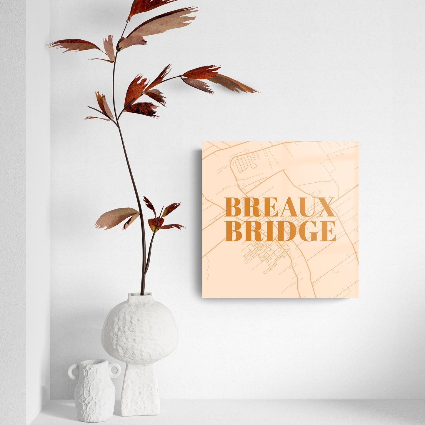 Modern Minimalist Louisiana Breaux Bridge Map | Hi-Def Glass Art | Eaches | Min 2