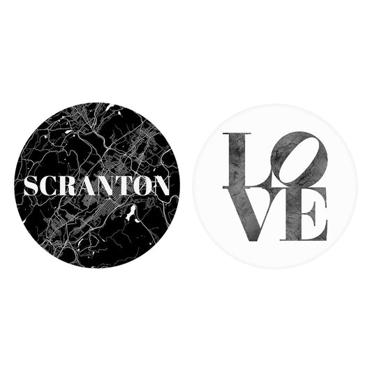 Minimalistic B&W Pennsylvania Scranton Map Love| Absorbent Car Coasters | Set of 2 | Min 4