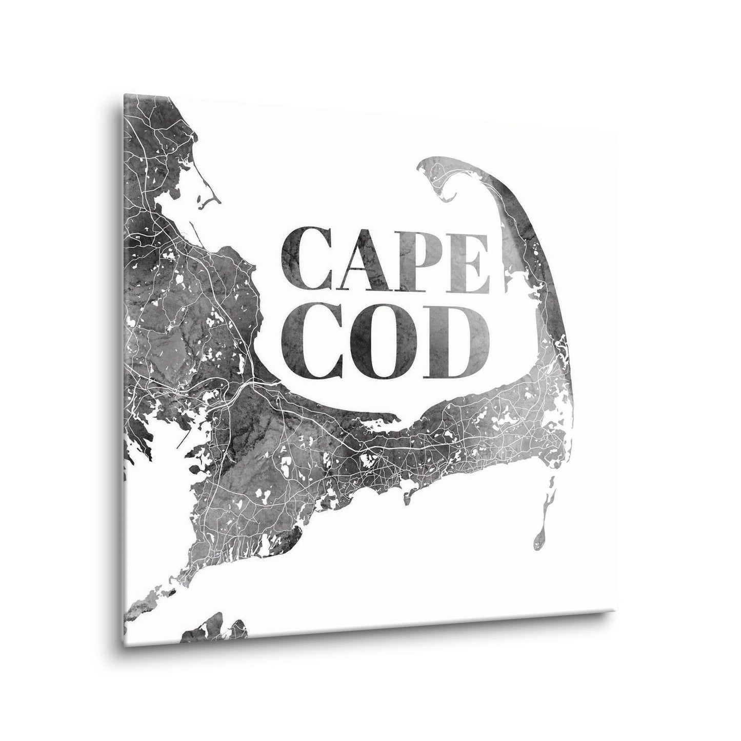 Minimalistic B&W Cape Cod Map | Hi-Def Glass Art | Eaches | Min 1