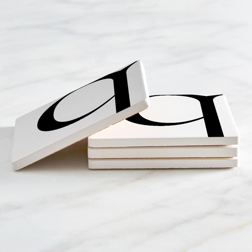 Minimal Monogram Q | Absorbent Coasters | Set of 4 | Min 2