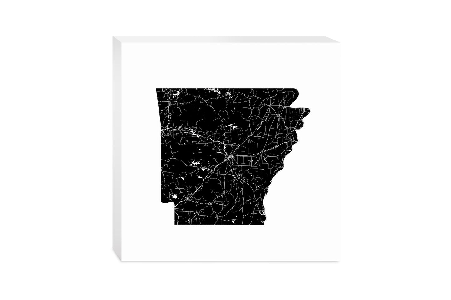 B&W Minimalist Arkansas Map | Wood Block | Eaches | Min 2