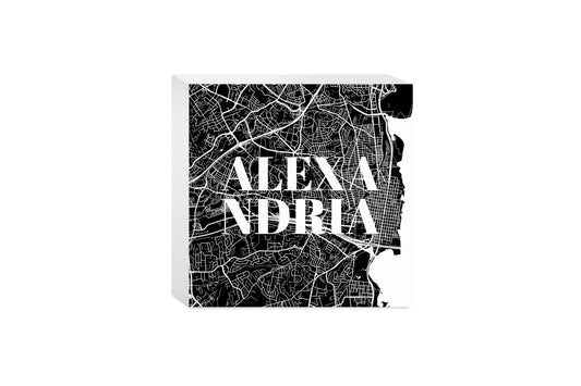 Minimalistic B&W Virginia Alexandria Map | Wood Block | Eaches | Min 4