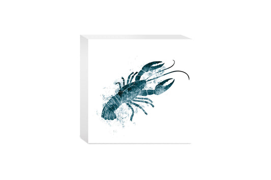 Blue White Water Color Crawfish | Wood Block | Eaches | Min 4