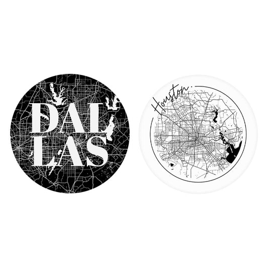 Modern Black White Texas Set | Absorbent Car Coasters | Set of 2 | Min 4