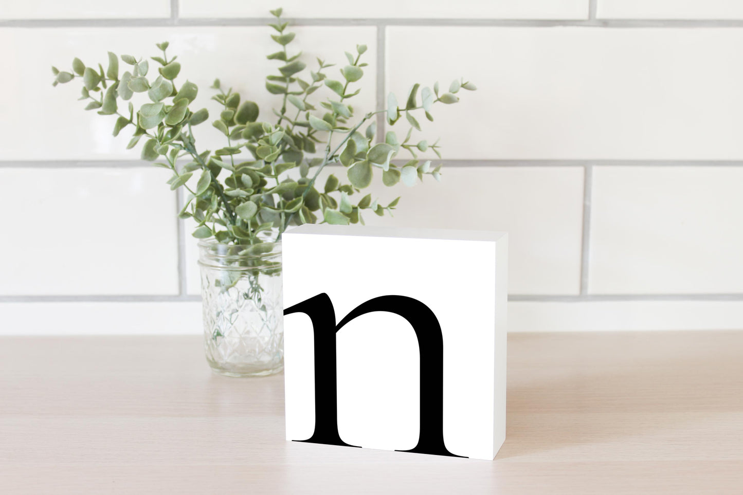 Minimal Monogram N| Wood Block | Eaches | Min 4