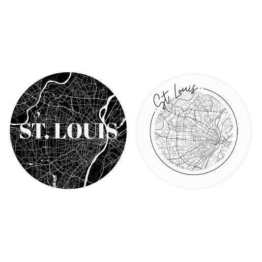 Minimalist B&W Missouri St Louis Maps | Absorbent Car Coasters | Set of 2 | Min 4