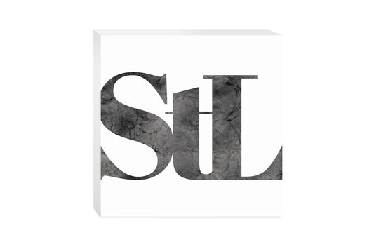 Minimalist B&W Missouri St Louis White Initials | Wood Block | Eaches | Min 2
