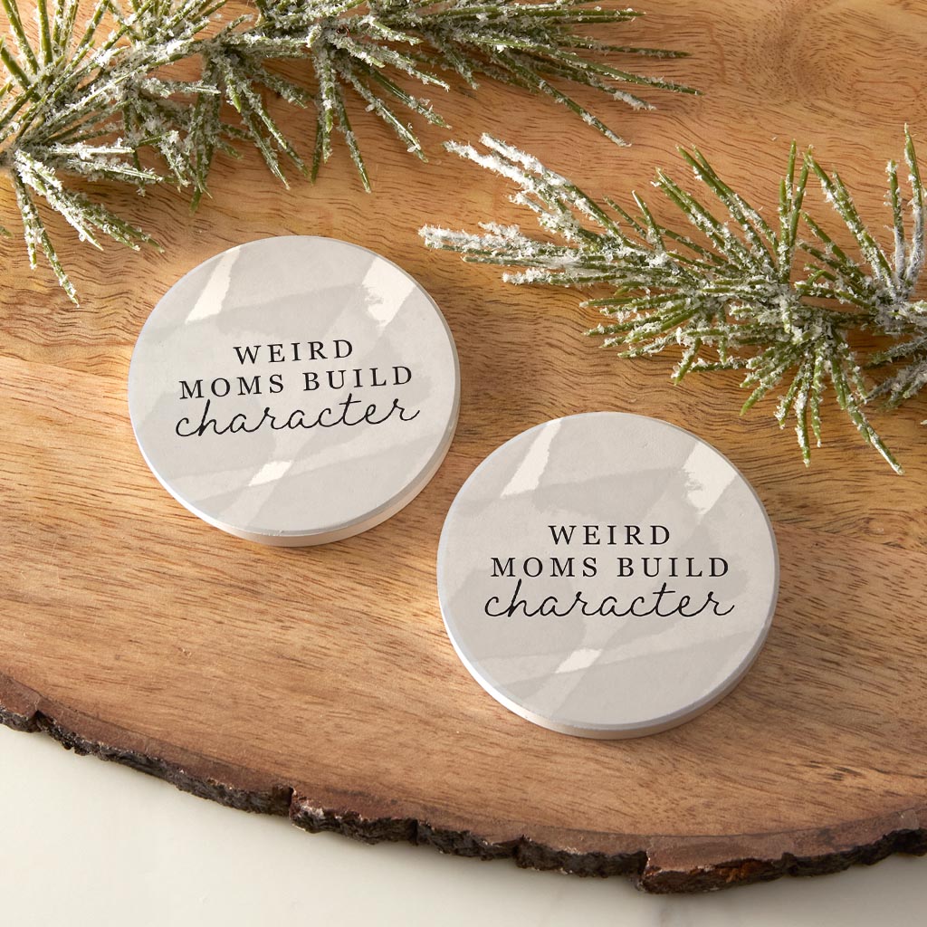 Modern Minimalist Mothers Day Weird Moms | Absorbent Car Coasters | Set of 2 | Min 4