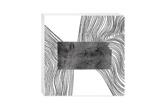 Minimalist B&W Kansas State With Fluid Lines| Wood Block | Eaches | Min 2