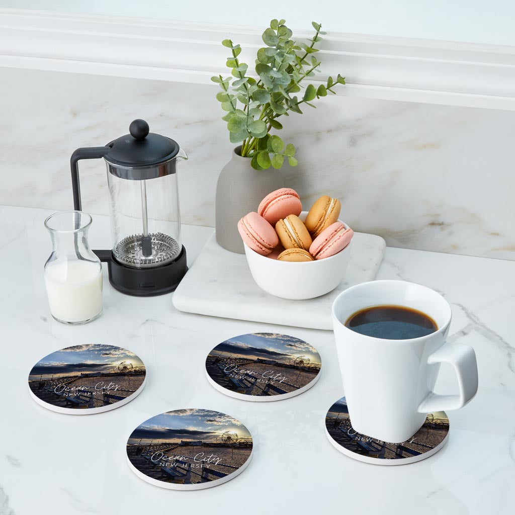 OCNJ Photo With Text | Absorbent Coasters | Set of 4 | Min 2