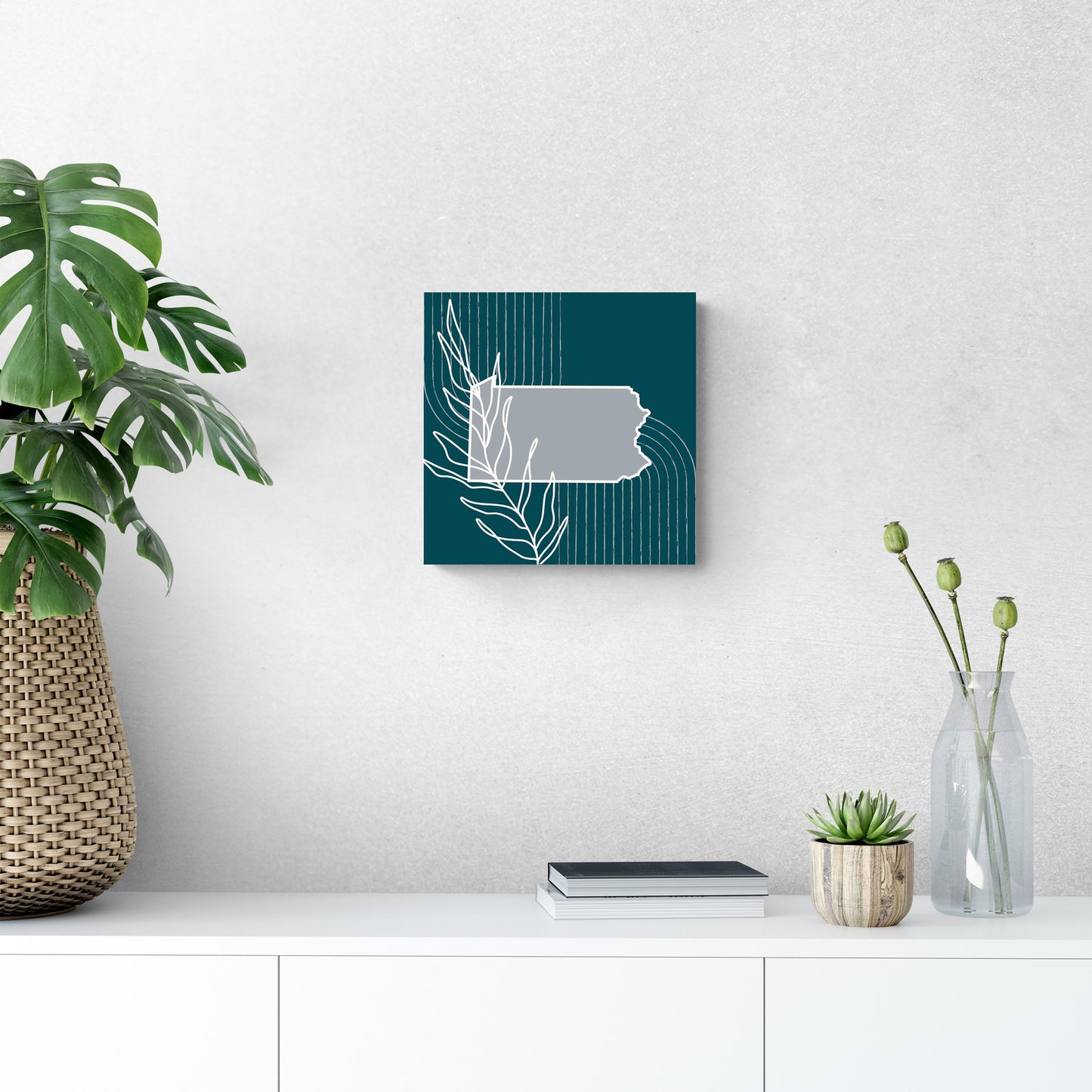 Modern Minimalist Pennsylvania Shape With Leaf | Wood Sign | Eaches | Min 2