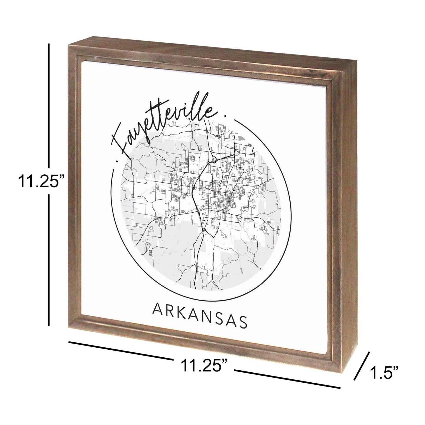 Minimalist B&W Arkansas Fayetteville Circle Map | Wood Sign | Eaches | Min 1